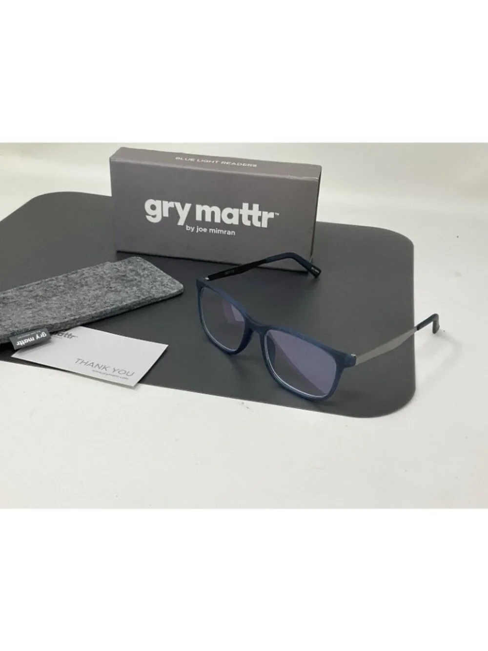 Gry Mattr Reading Glasses Slate Blue Frame WITTY Blue Light Blocking + 1.25